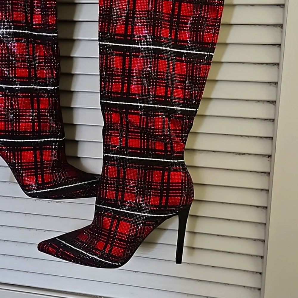 INC Beaded plaid boots